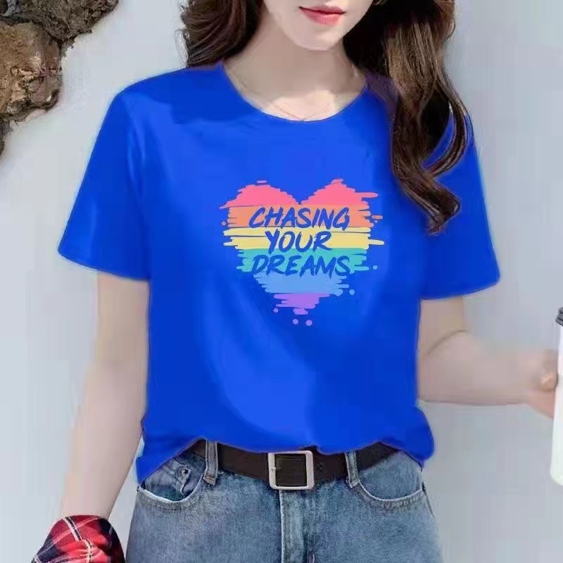 白色女士棉短袖T恤女2023新款夏季小个子体恤正肩大码印花上衣详情21