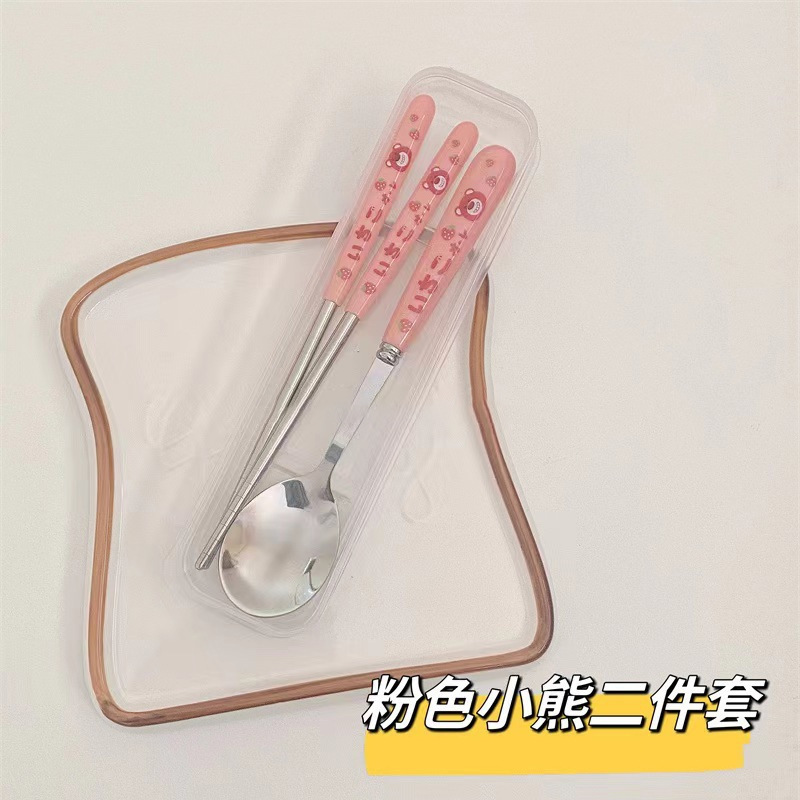 创意卡通不锈钢便携餐具学生可爱餐具旅行餐盒勺子叉子筷子三件套详情14