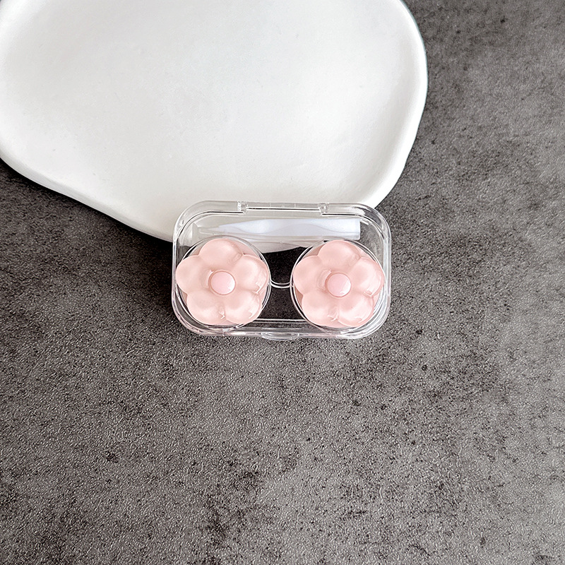 The no-screw cap contact lens case, cute little flower companion box, transparent flip-top one-piece beauty contact box and care box are exclusively for foreign trade pic 12