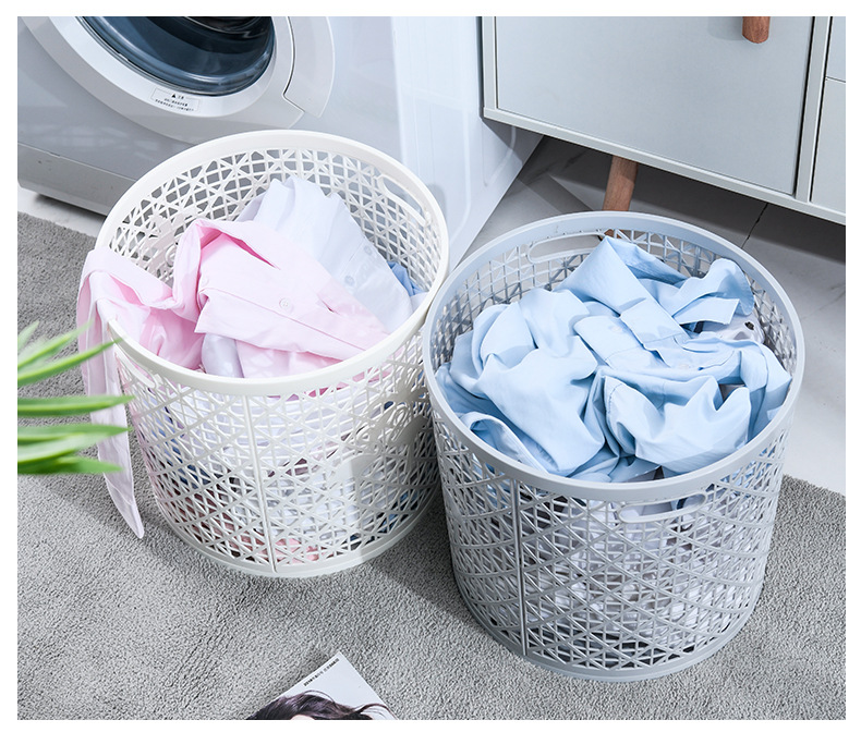 Hollowed-out colorful round household laundry basket, new large dirty clothes basket, metal toy storage bucket, storage basket, batch pic 17