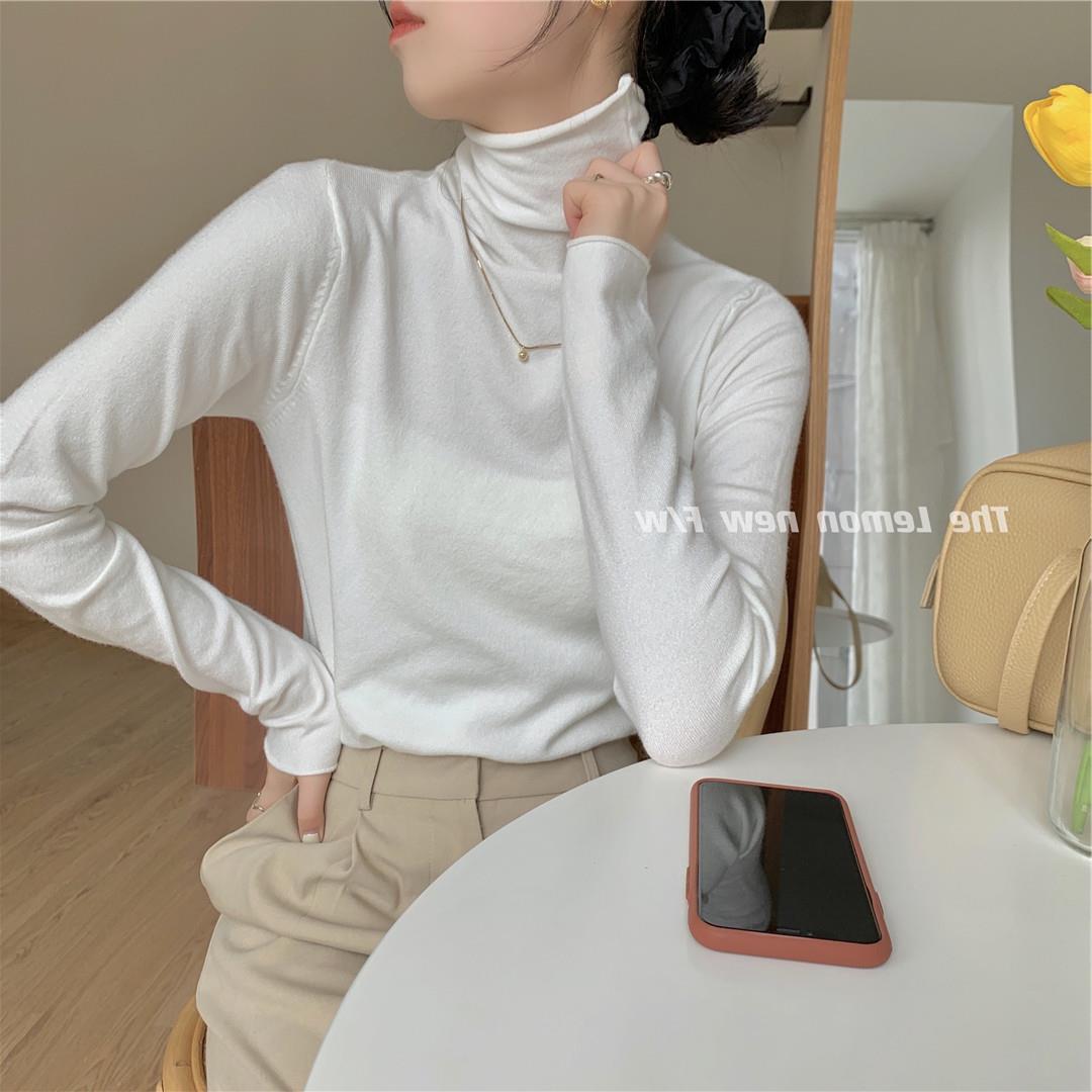 秋冬新款女装高领卷边打底衫糖果色修身保暖基础款仿羊绒衫毛衣女详情34