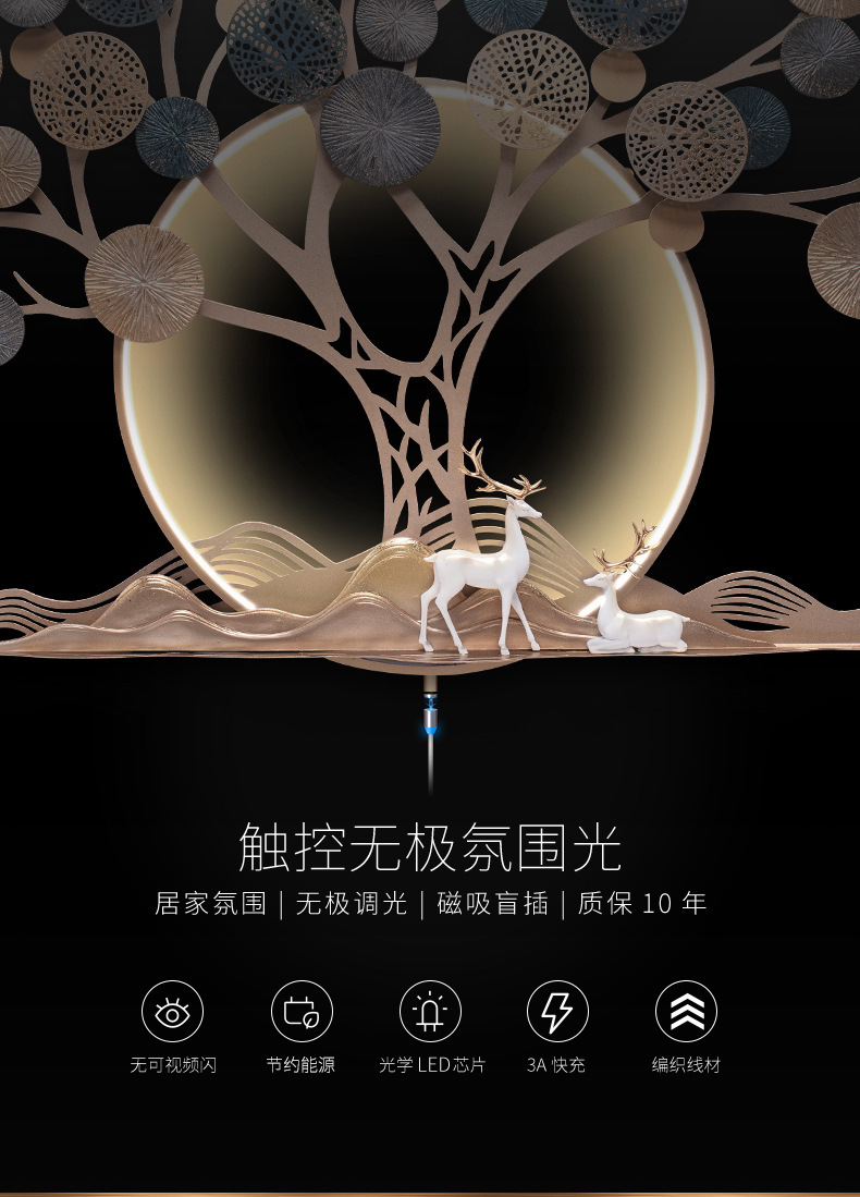 Decorative paintings, ironwork murals, sofa background walls, living room decoration, 3d stereoscopic hanging items, light paintings, restaurant factory wholesale pic 11