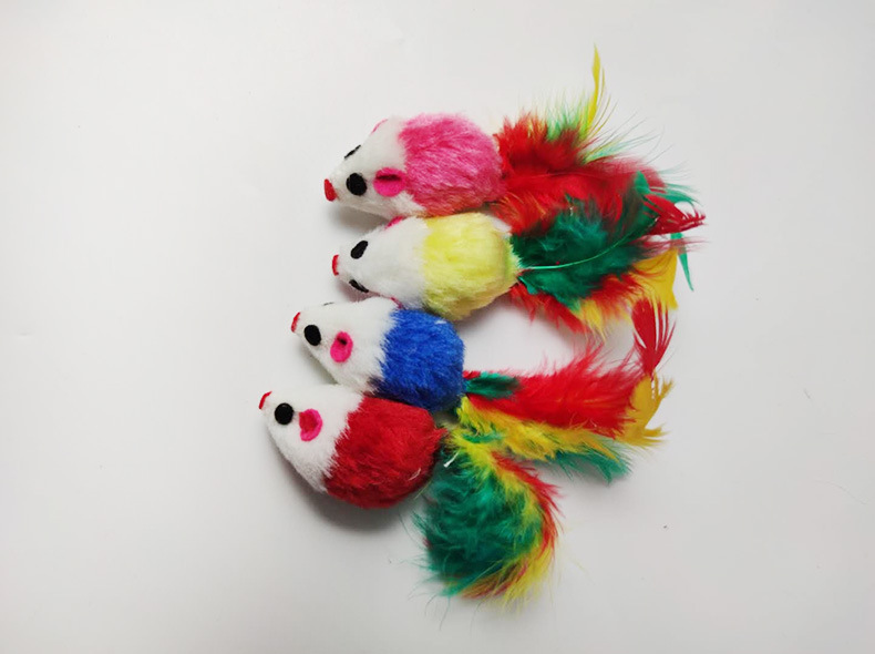 Colorful feather tails to play with cats, plush little mice, cat toys, cat supplies, cat scratch and bite toys, cat toy factory pic 9