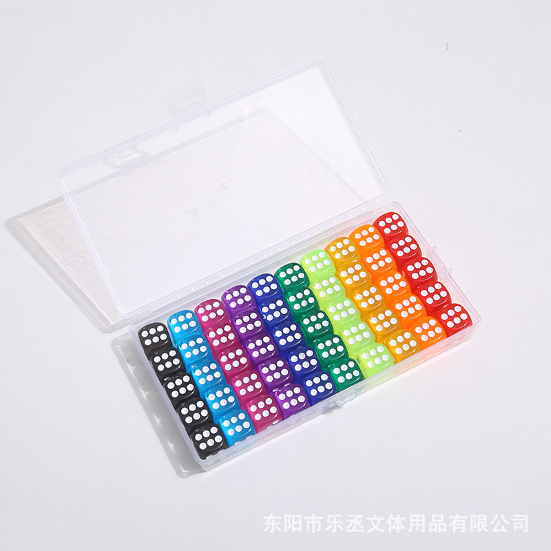 16mm透明骰子水晶实色亚克力筛子新包装盒装骰子彩色多种颜色可选详情2