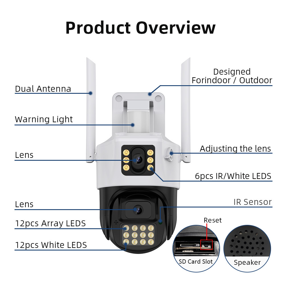 ICSEE dual-camera gun ball surveillance camera, a 360-degree home outdoor high-definition monitor with no blind spots pic 12