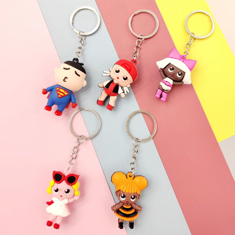 厂家直销可爱卡通立体公仔造型PVC钥匙扣软胶挂件详情4