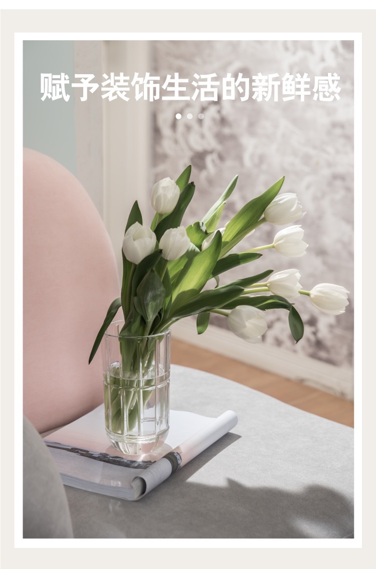 Modern and simple straight crystal vase, hydroponic flower arrangement, glass vase, lucky bamboo and lily flower arrangement, living room ornaments pic 8