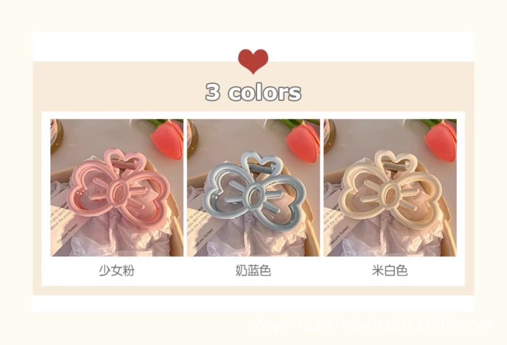 甜美可爱蝴蝶结发夹女后脑勺盘发抓夹大号气质鲨鱼夹发卡夹子头饰详情2