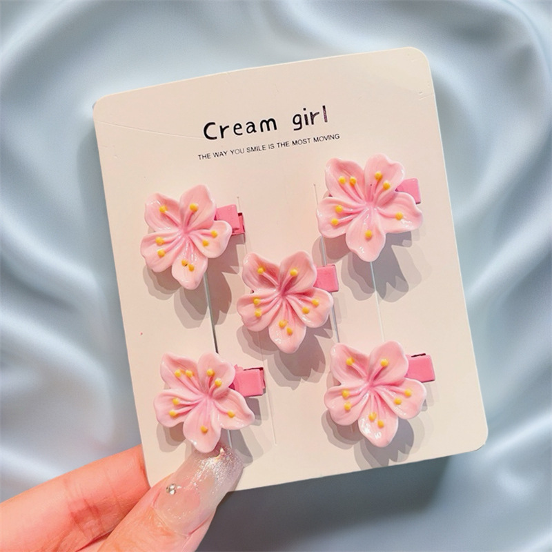Fashionable cherry blossom set hair clips, girlish style hair clips, bangs clips, hair accessories, sweet hair bands, best-selling headwear and hair ties pic 6
