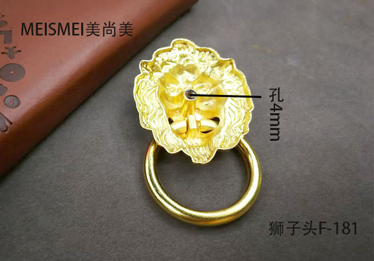 Decorative door knocker with animal head, old-fashioned animal head, retro lion head door knocker, blue and red ancient copper handle, Chinese qilin from the Ming and Qing dynasties pic 13
