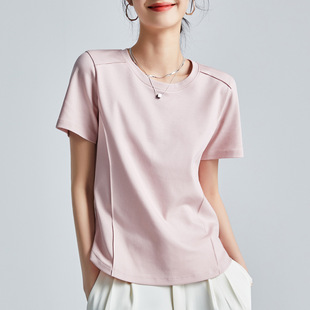 莫代尔棉上衣圆领薄绒打底衫女秋装2024新款内搭五分袖t恤女修身详情4