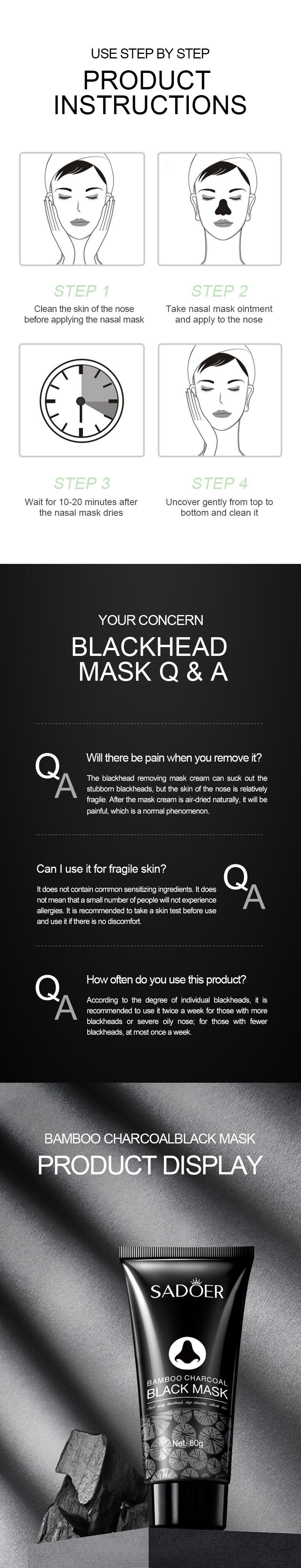 All-english bamboo charcoal blackhead nose mask patch SADOERT Zone Care 60g cross-border foreign trade skin care product wholesale pic 4