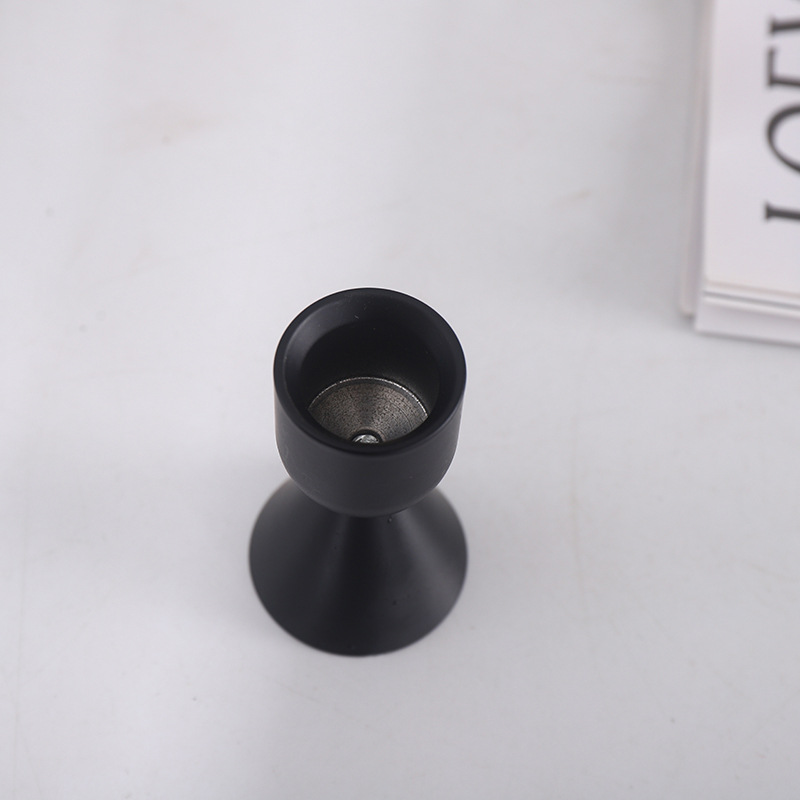In-stock Nordic-style American candles, pure black candlestick base, three-piece set for model room decoration, small candlestick decorative ornaments pic 5