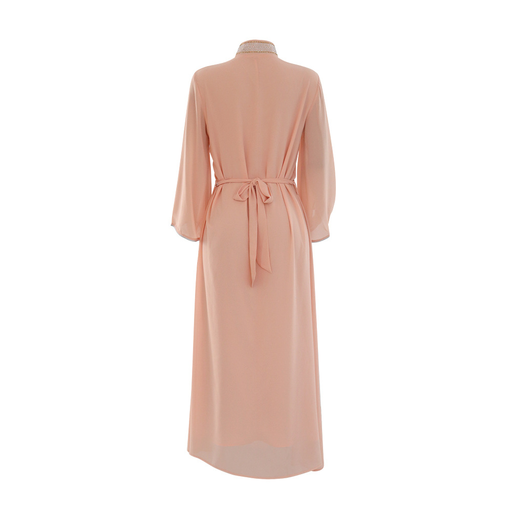 XQY500090 Foreign trade Arab robe, Middle East kaftan fashion Hot diamond belted chiffon dress pic 32