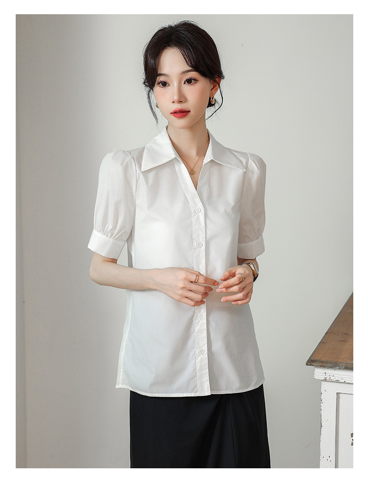 A niche chiffon shirt and top for summer 2024, a new short-sleeved shirt for women with a French style that makes them look slimmer pic 22