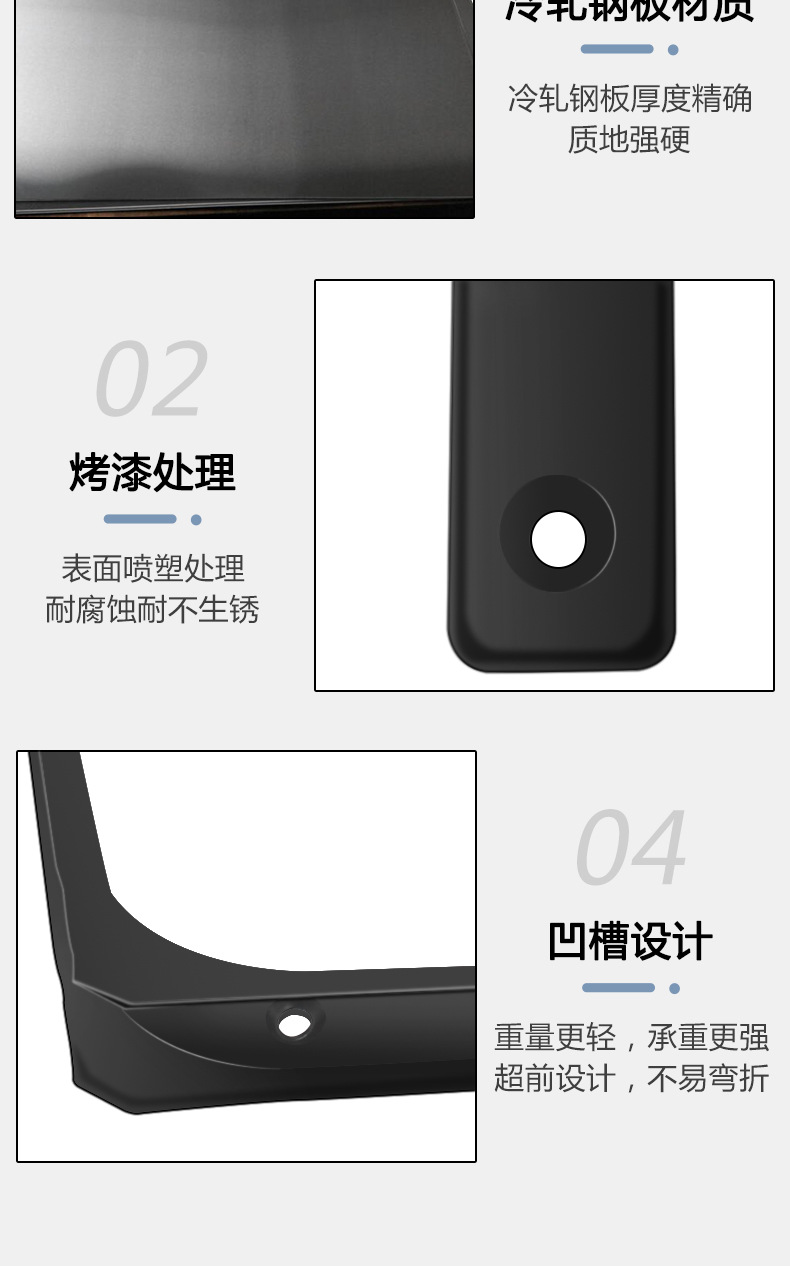 Curved fixed bracket, 90-degree triangular support frame, shelf rack, wall storage rack, stainless steel corner code partition, hardware pic 18