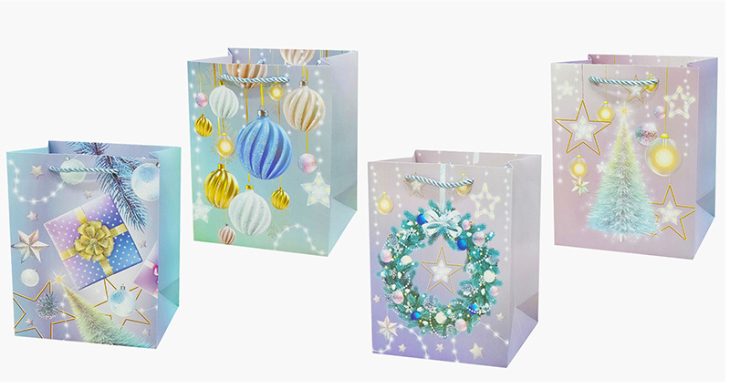 佰世特包装新款圣诞节礼品袋撒粉工艺纸袋手提袋节日包装袋批发详情1