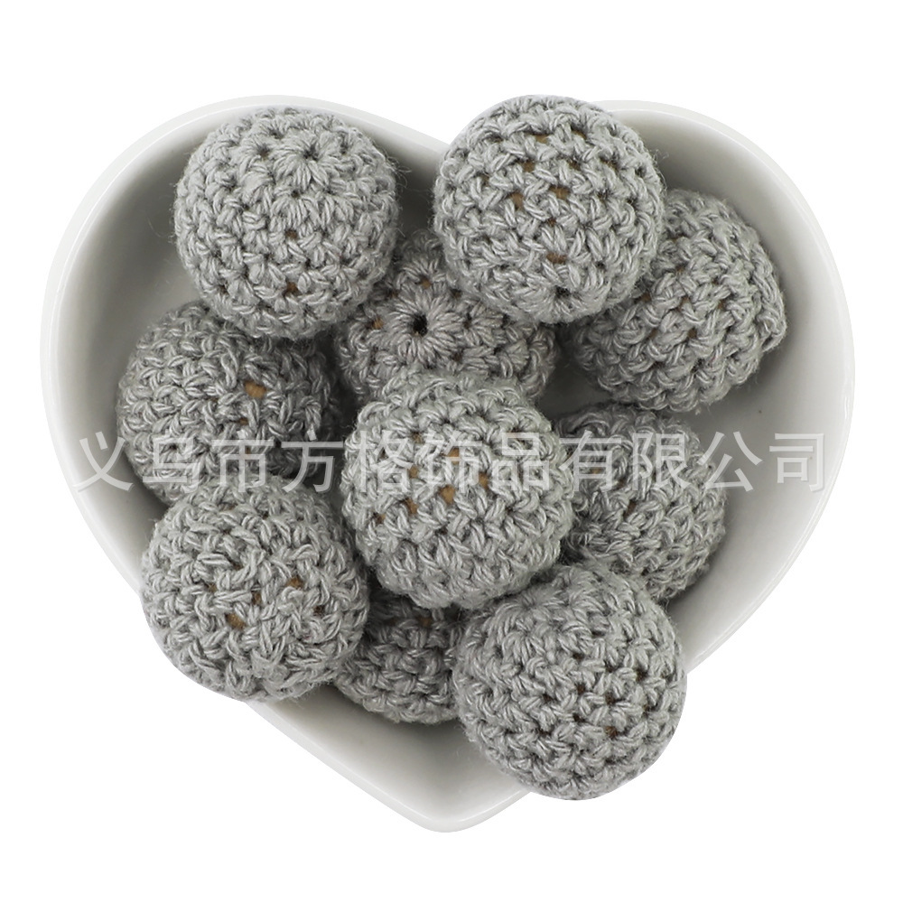 Colorful woolen wood beads, handmade crochet, woolen crochet balls, DIY teeth grinding toys, necklaces, accessories, loose beads pic 5