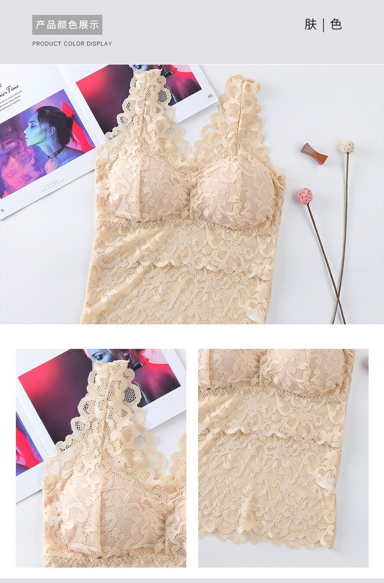 美背网红背心性感蕾丝V领吊带长款外穿内衣打底防走光带胸垫抹胸详情15