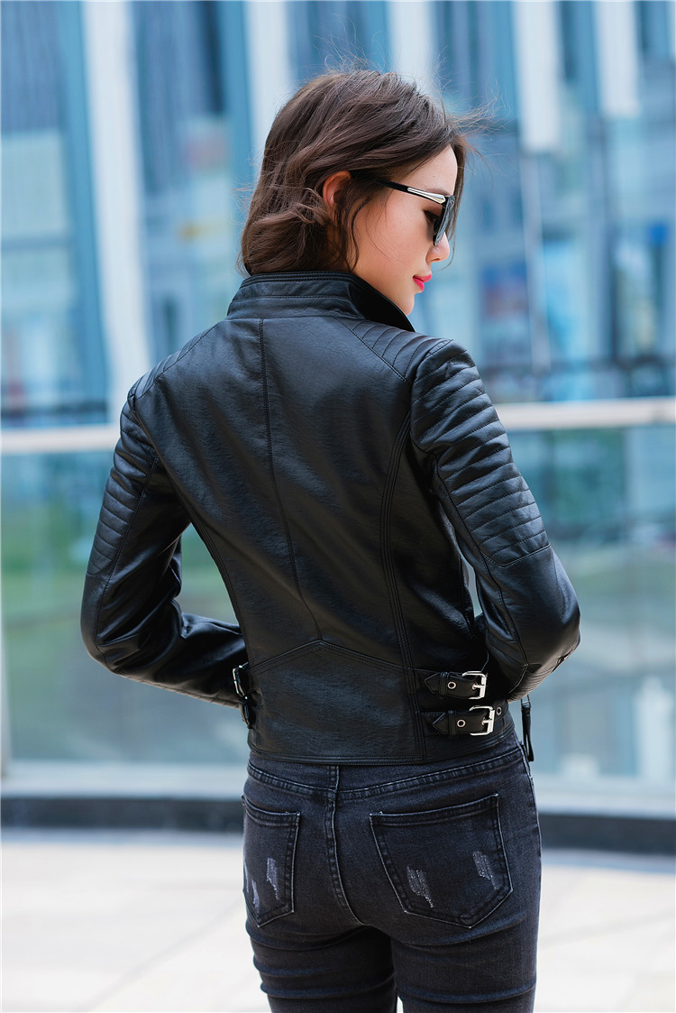 韩版新款莫文蔚明星同款机车PU皮衣女装上衣皮夹克短款修身显瘦黑详情9