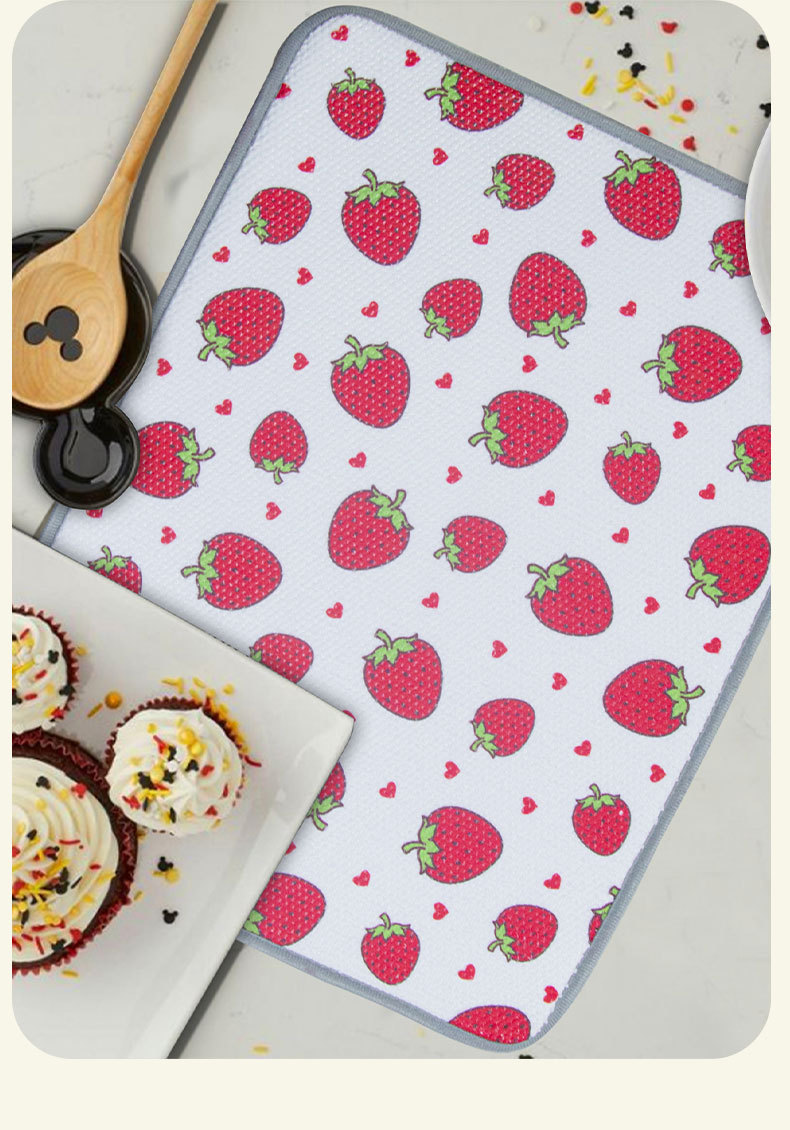 卡通草莓厨房沥水垫可爱风国潮家用洗漱台吸水垫餐桌垫西餐餐桌碗杯垫详情8