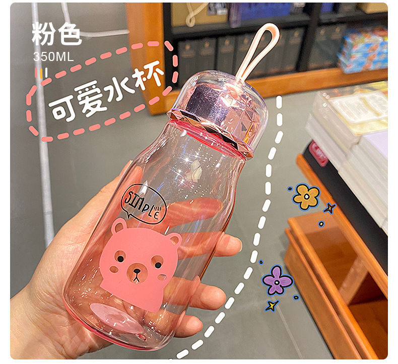 厂家直供ABS简约双层高硼硅透明玻璃杯儿童运动水杯可定制logo详情10