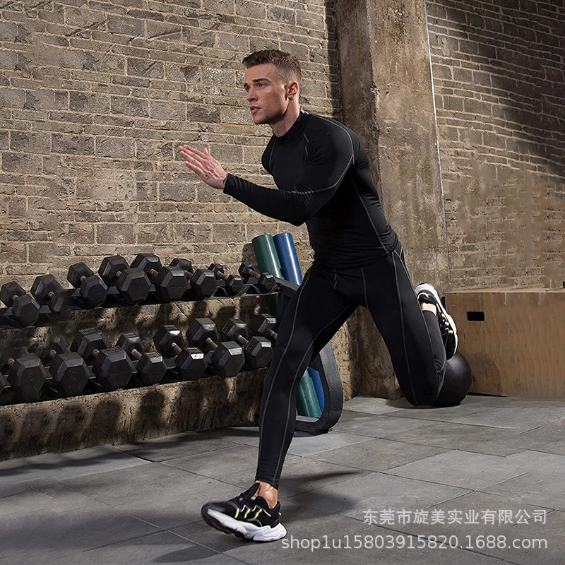 2024PRO健身修身男长袖户外运动高弹速干骑行训练薄款紧身高领T恤详情49