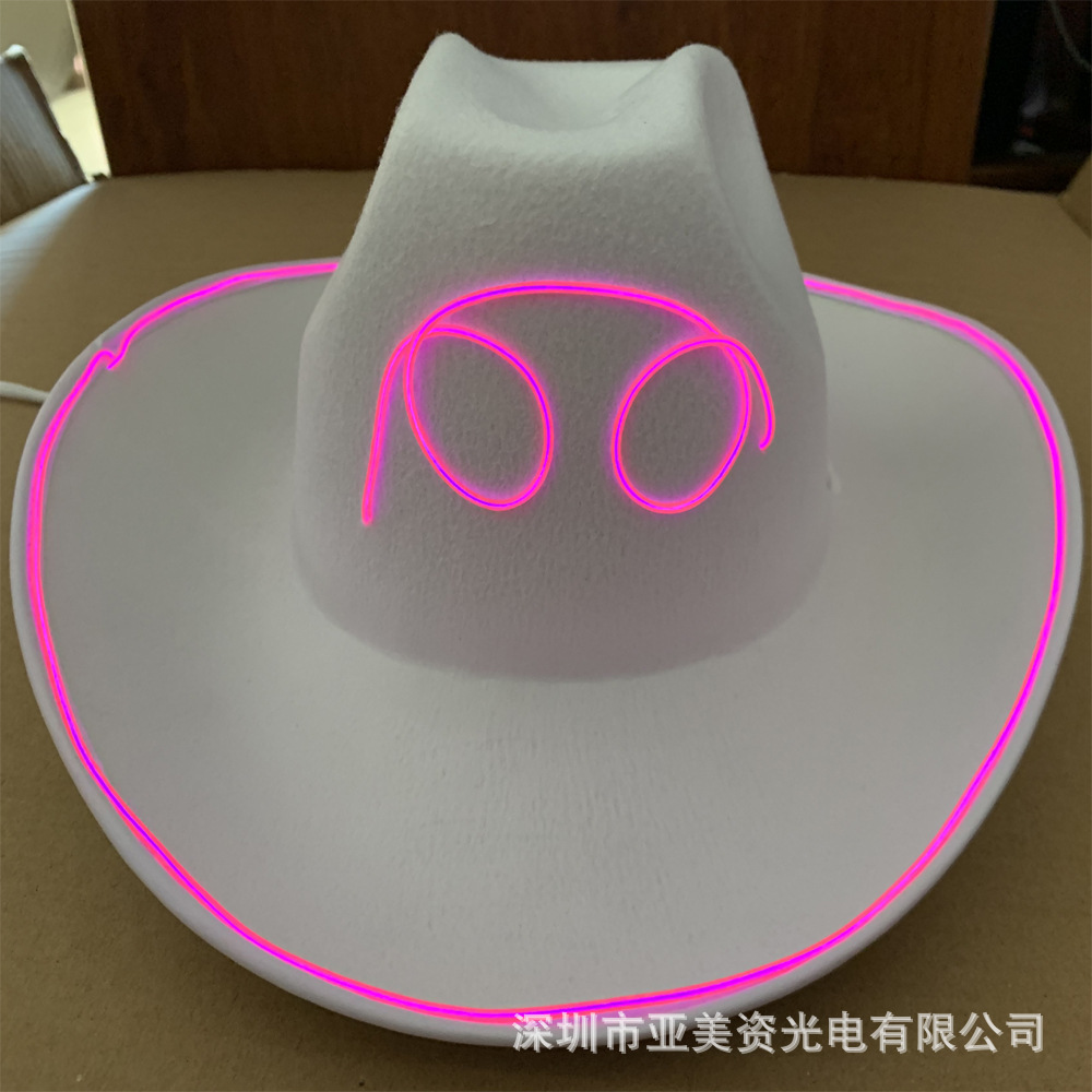 Amazon DIY Christmas LED cowboy hat, LED light hat, EL cold light cowboy hat, Christmas top hat, bride hat pic 8