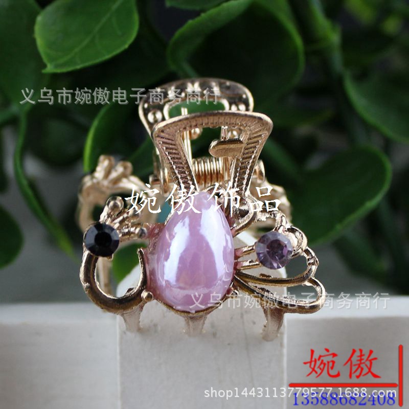 Alloy diamond-encrusted small claw clips, grab clips, hair clips, gold and silver, Yiwu two-yuan store small commodity headwear wholesale pic 22