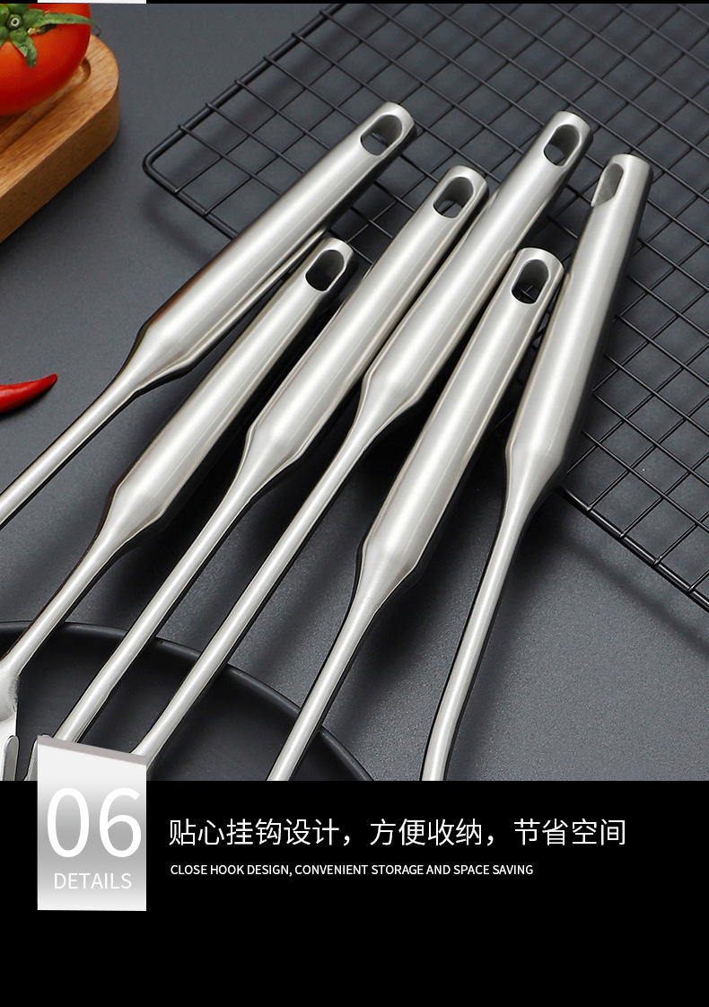 304 stainless steel spatula, strainer, stainless steel kitchenware 6-piece set, gift household kitchen set, hollow handle spatula, soup spoon, cooking spoon, spatula, kitchenware, kitchen tools, kitchenware set pic 10