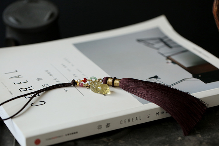 Natural crystal tassels, car hangers, bag hangers, key hangers, yellow crystal PI Xiu waist accessories, Hanfu, walking prohibition, cheongsam, lapel pic 8