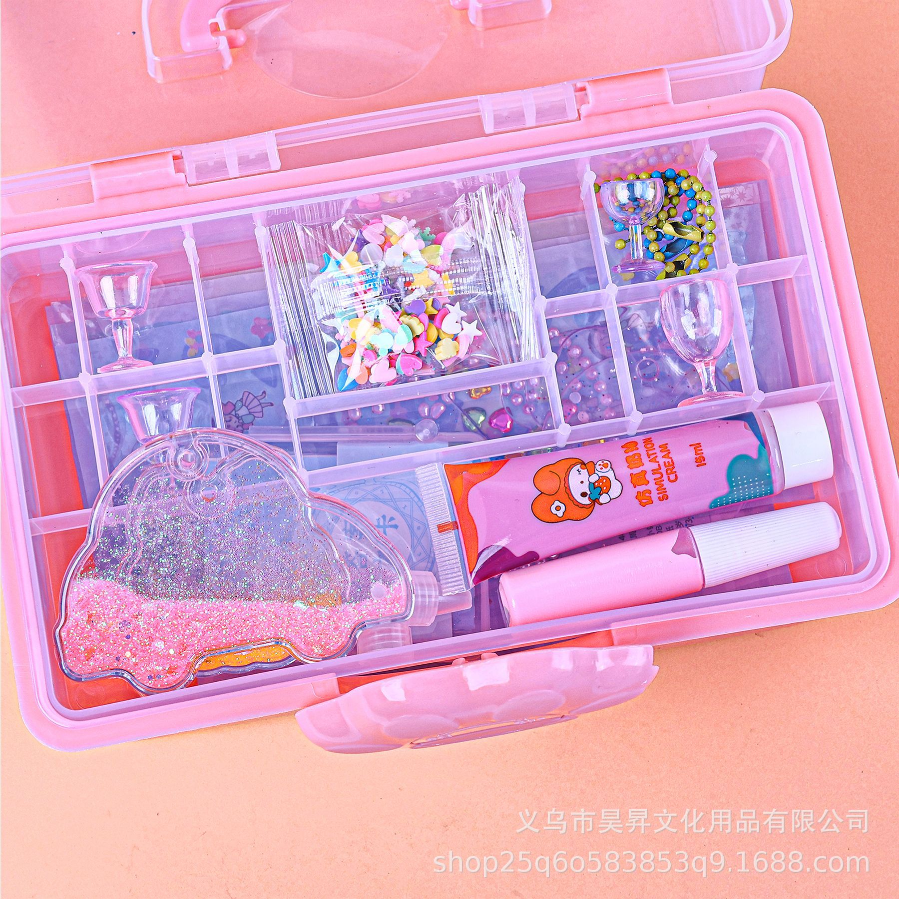 少女手提礼盒DIY奶油胶双层咕咔卡砖百宝箱 手账素材礼物详情3