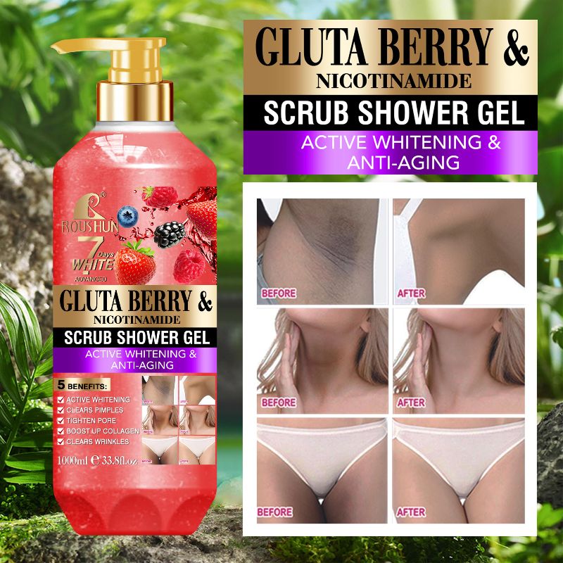 ROUSHUN Soft Fruit Pie Scrub Shower Gel Gluta Berry Scrub Shower Gel pic 4