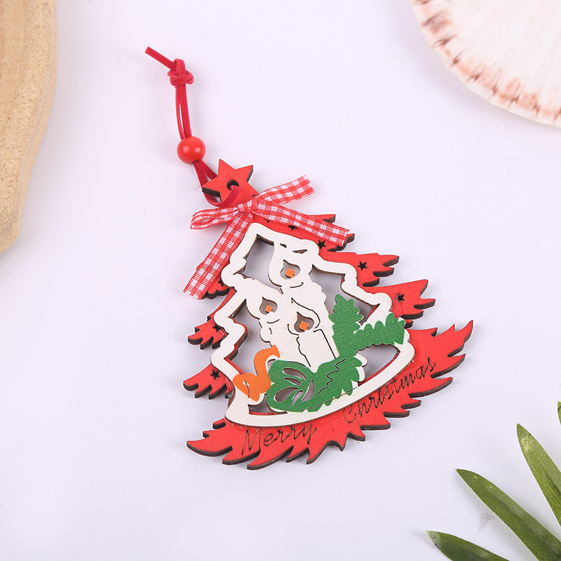 Christmas wooden pendants, festival supplies, wooden creative Christmas trees, snowman pendants, deer Christmas tree scene arrangements pic 11