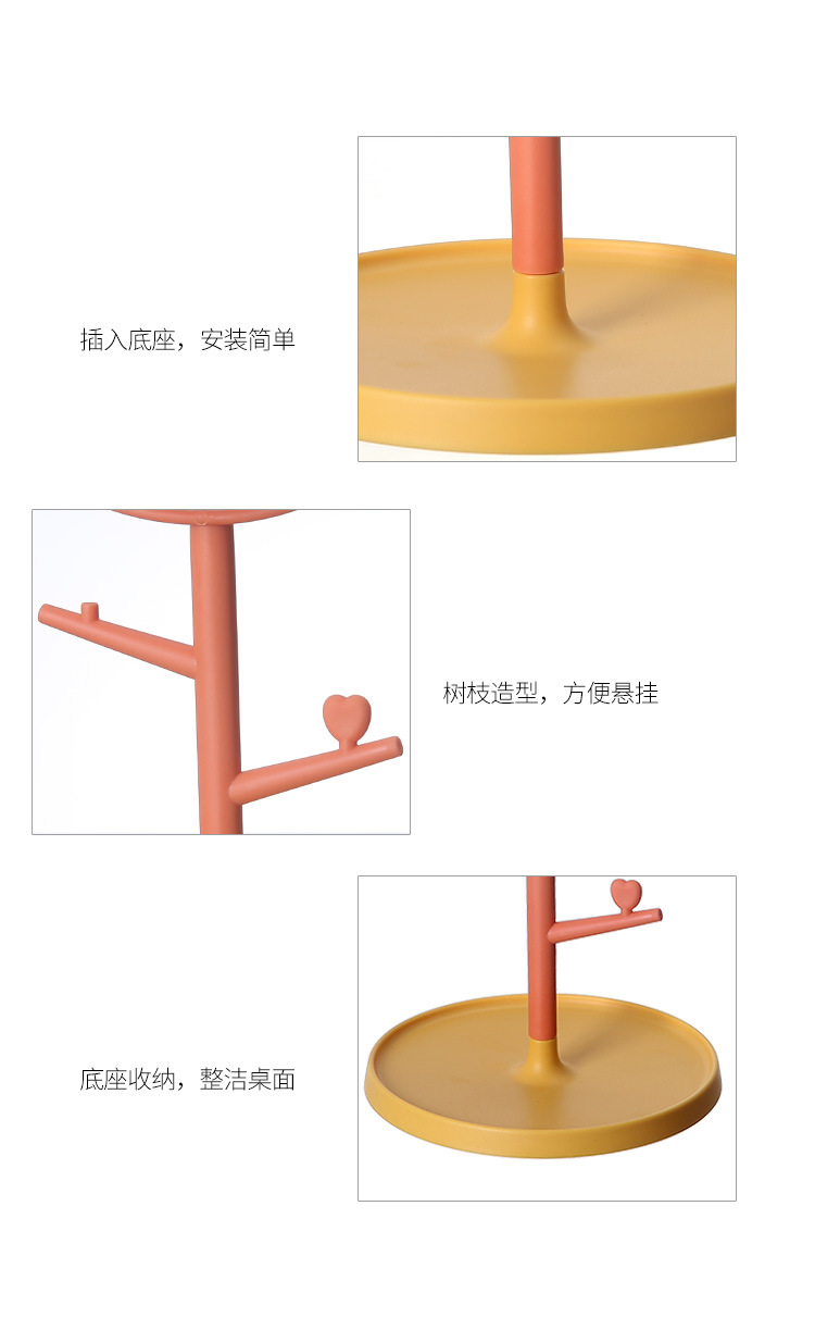 猫耳梳妆镜 高清台式旋转化妆镜子女生梳妆台创意简约美容公主镜详情61