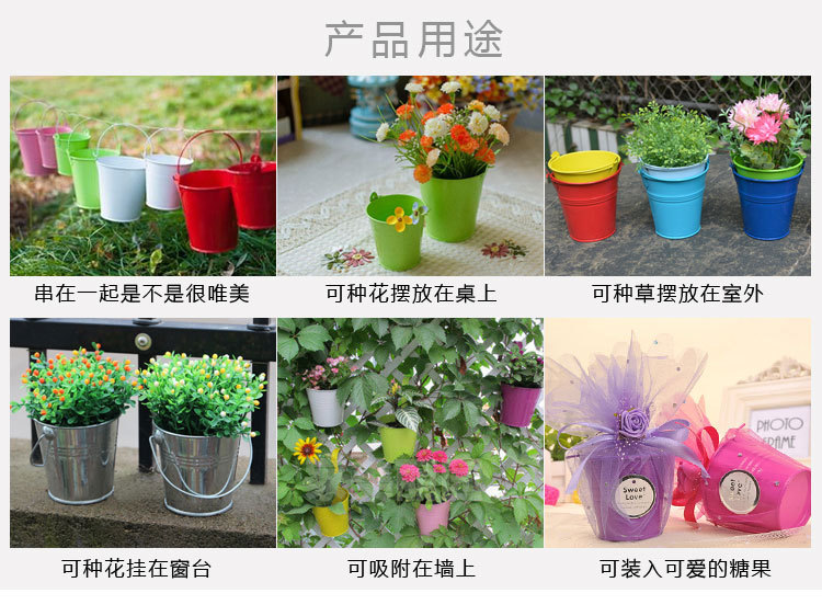 婚庆产品家居装饰摆件金属工艺品迷你铁皮小铁桶 创意马口铁多肉植物花盆详情3