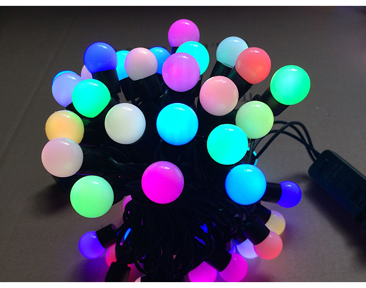 Factory direct sales of led small round ball light strings, outdoor spherical RGB seven-color light strings, decorative light strings, Halloween lights pic 3