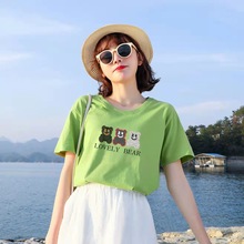 纯棉白色t恤女短袖春夏季2022新款宽松短款打底衫字母t桖学生代发详情27