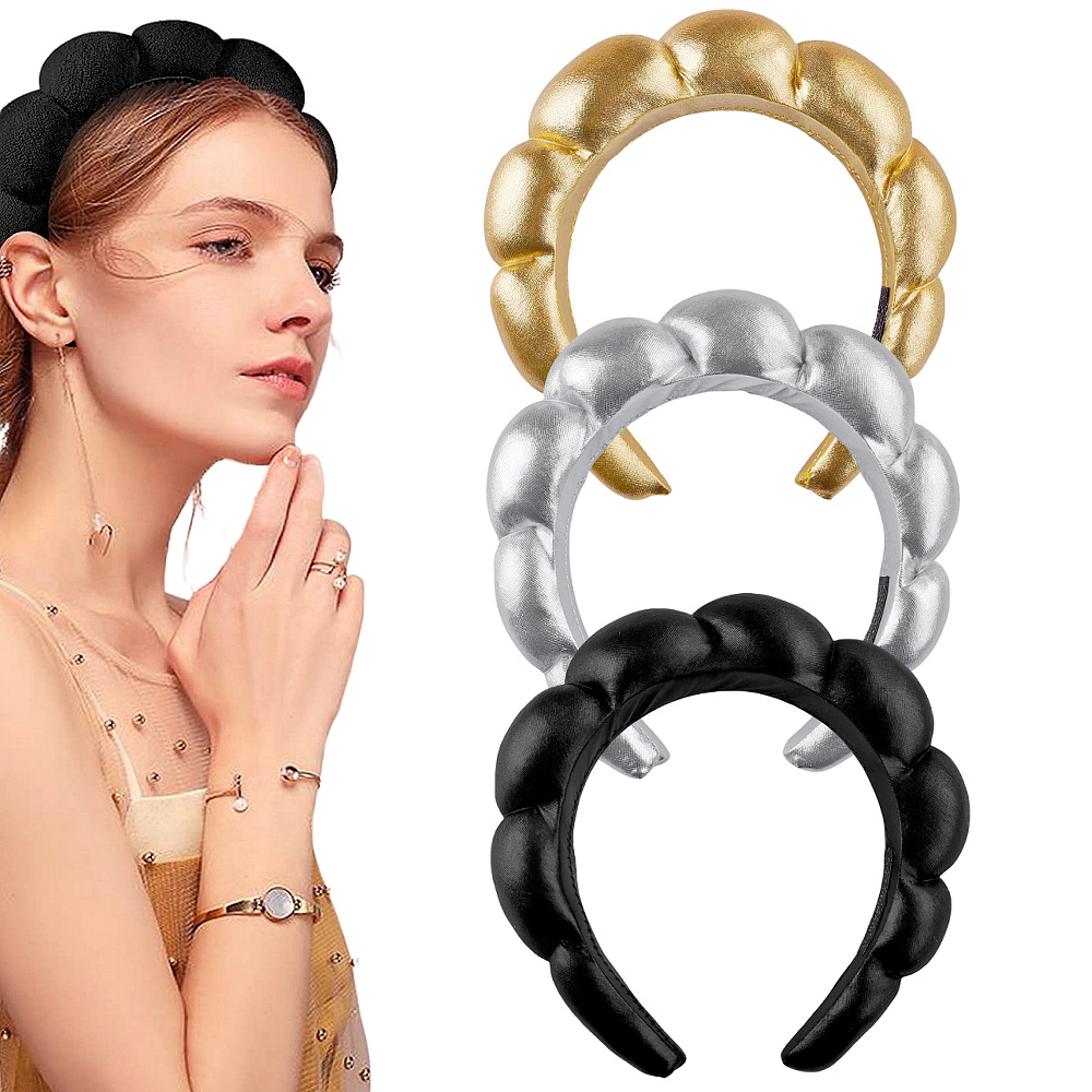 欧美跨境爆款高颅顶发饰女洗脸沐浴云朵海绵发箍化妆卸妆束发头箍详情8