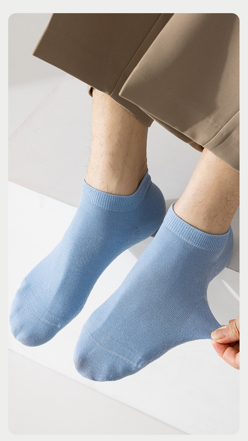 袜子纯棉男士网眼春夏季薄款按摩底吸汗无骨船袜全棉休闲短袜批发详情27