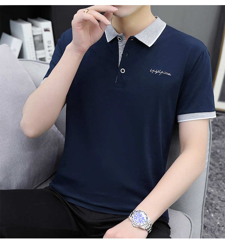 爆款纯棉短袖T恤男夏季新款翻领polo衫男士潮流详情25