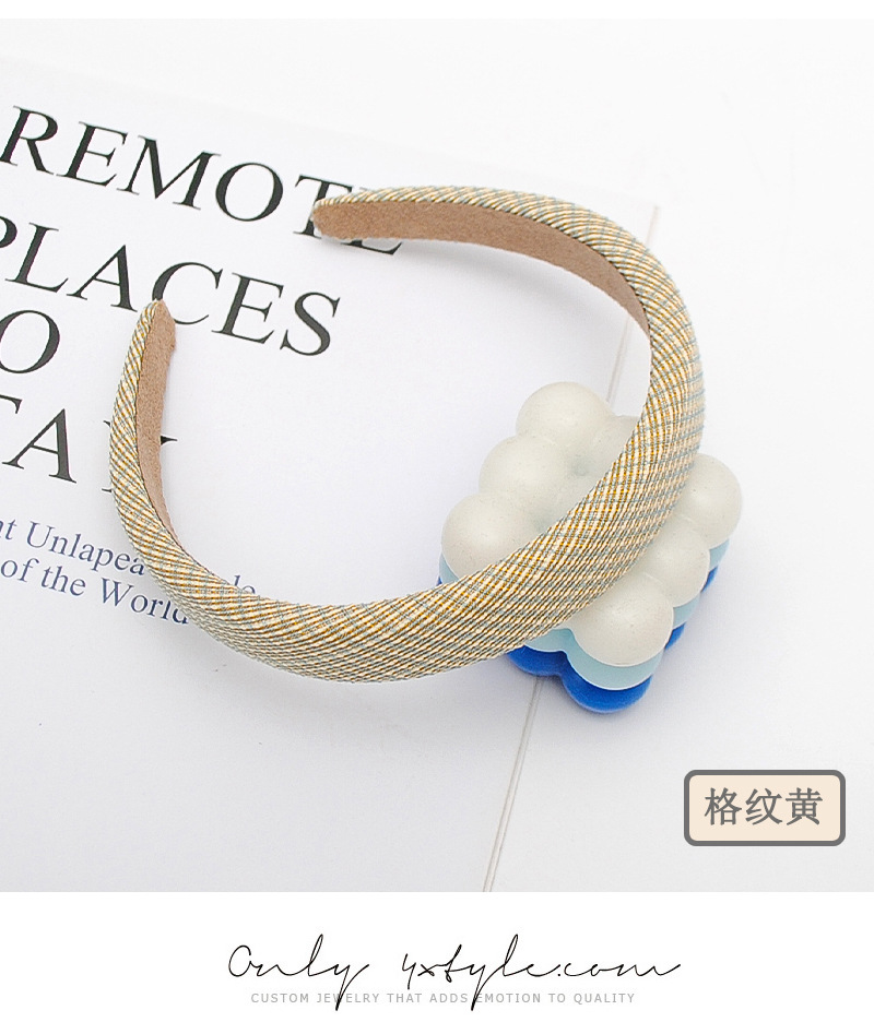 复古法式小香风宽边海绵发箍小方格增高颅顶秋冬外出压发饰头箍女详情5