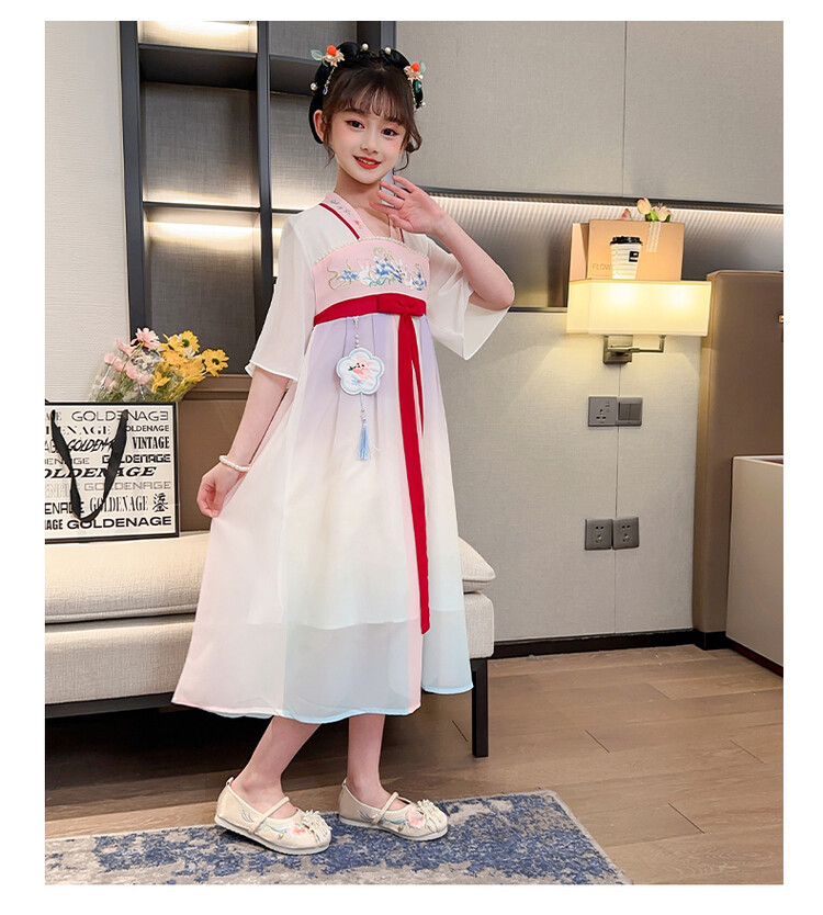 汉服女童春薄款中国风襦裙连衣裙古装超仙春季小女孩儿童唐装批发详情32
