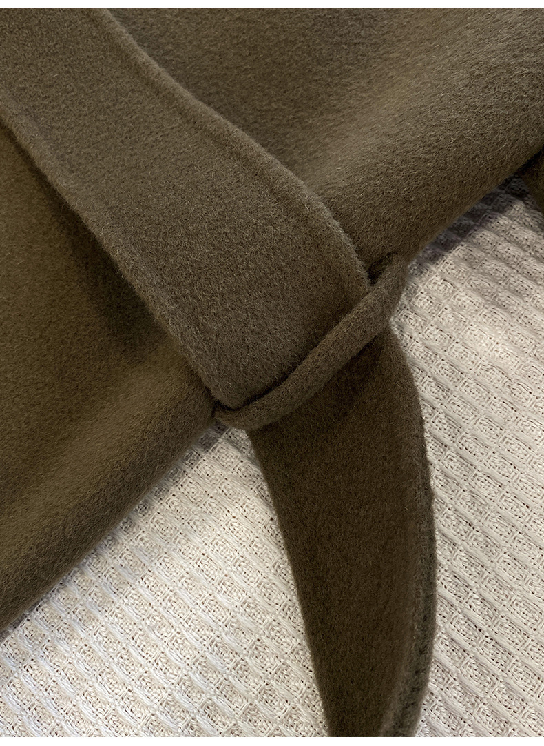 Q469 Dongdaemun Double-sided Cashmere Coat Korean version Autumn and Winter New Style Wool Tie suit collar woolen coat for women pic 80