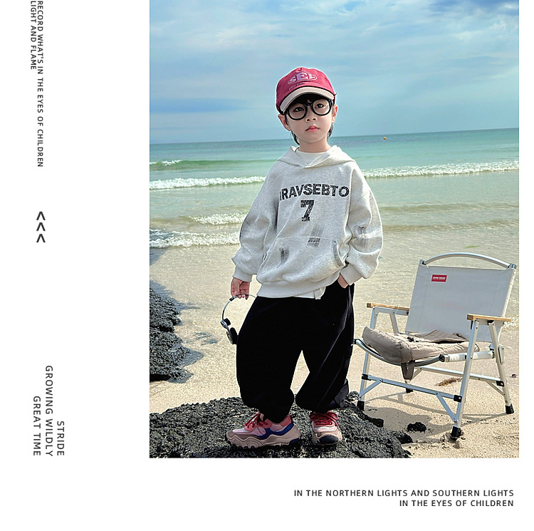 童话记忆2024秋季新款童装儿童韩版百搭手绘字母卫衣男童连帽衫潮详情14