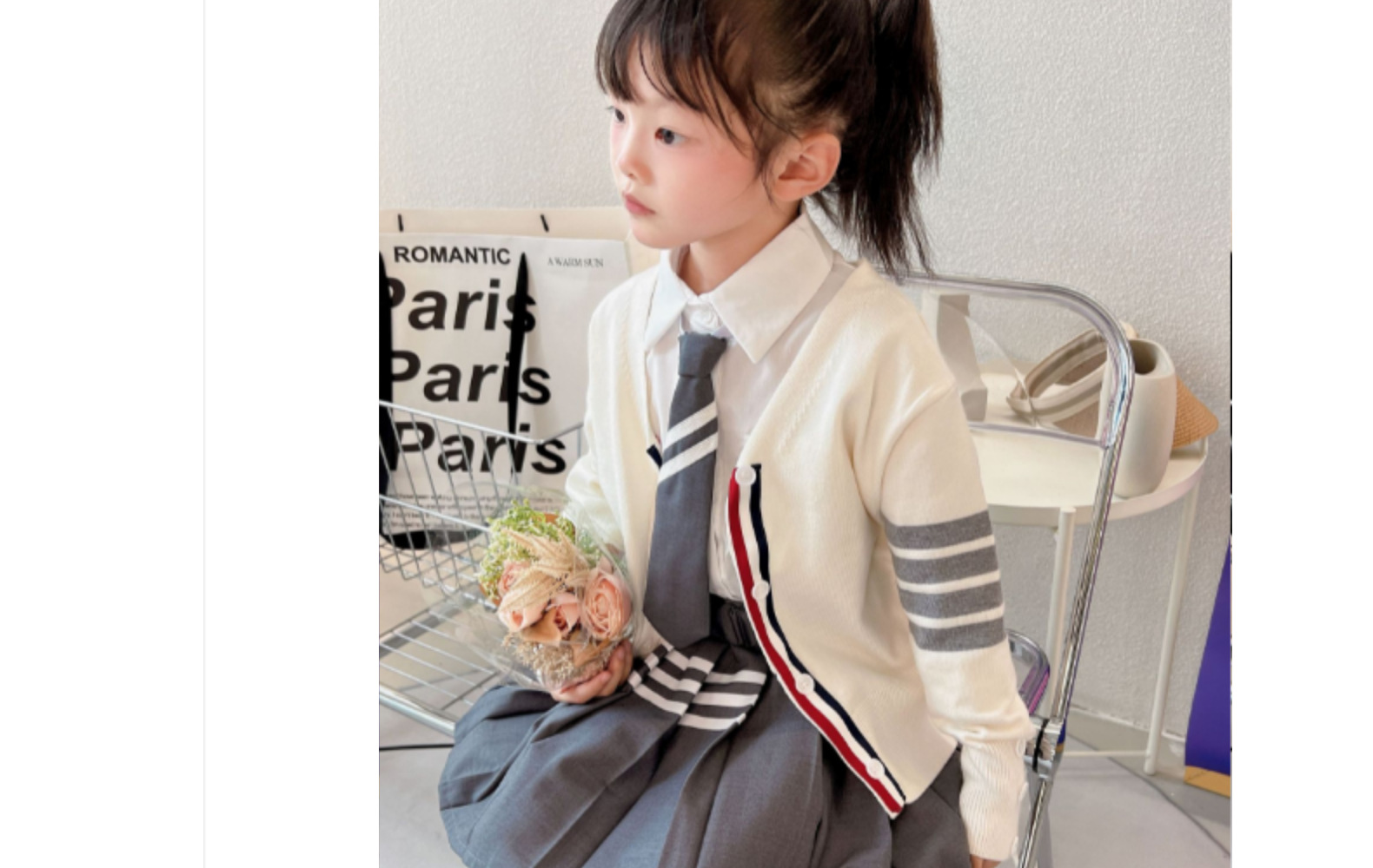 2022秋季新款女童4件套jk制服中大童学院风开衫衬衫百褶裙套装详情14