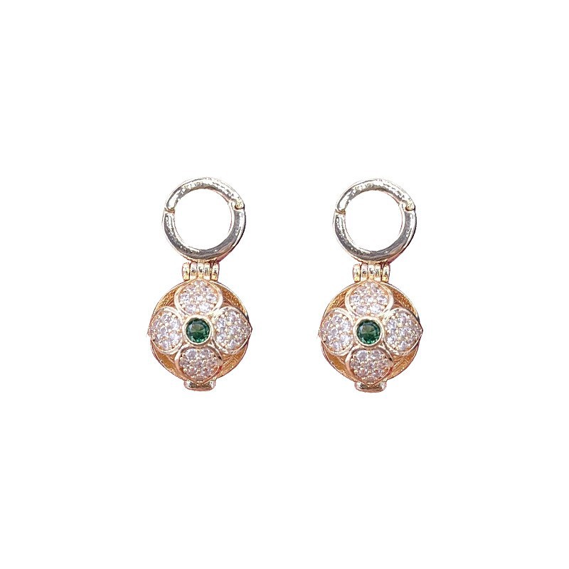 DIY accessories: copper-plated real gold spherical universal buckle necklace, fashionable and niche empty stand, slightly inlaid zircon buckle pic 15