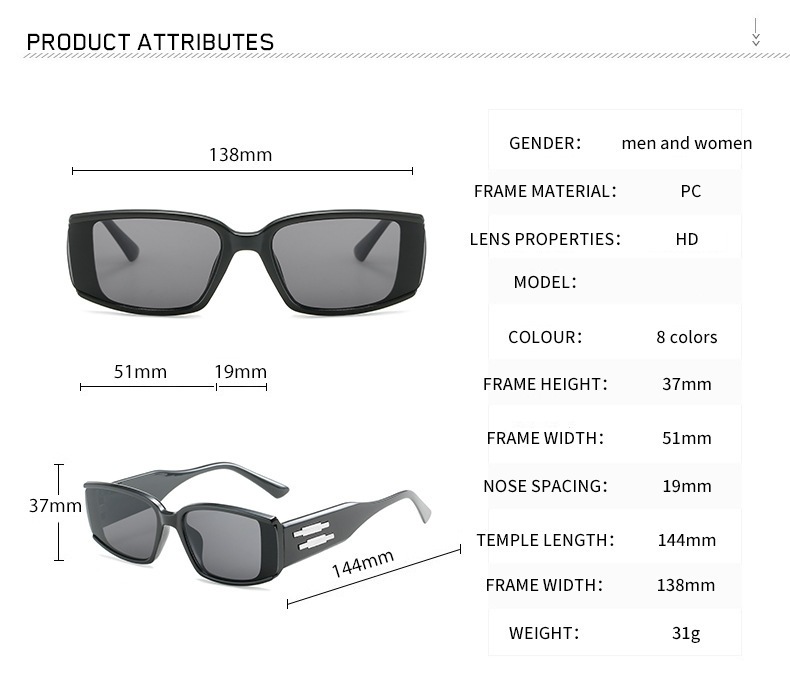 长方形gm墨镜男款潮流科技感欧美防紫外线强光嘻哈朋克太阳眼镜详情9