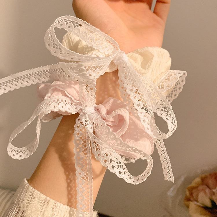 Gentle bow hair band, a high-end and girlish look, baby fan band, lace ribbon, large intestine circle, hair tie, hair accessory, headwear pic 2