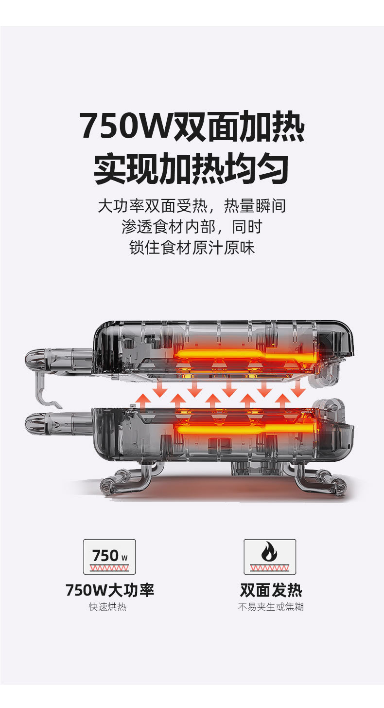 Cross-border SOKANY809 sandwich breakfast machine, household small waffle light food machine, nut machine, bread machine pic 7